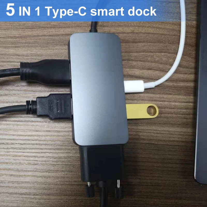 

5 в 1 Тип C к HDMI VGA USB3.0 PD адаптер конвертер портативный для ноутбука офиса VDX99