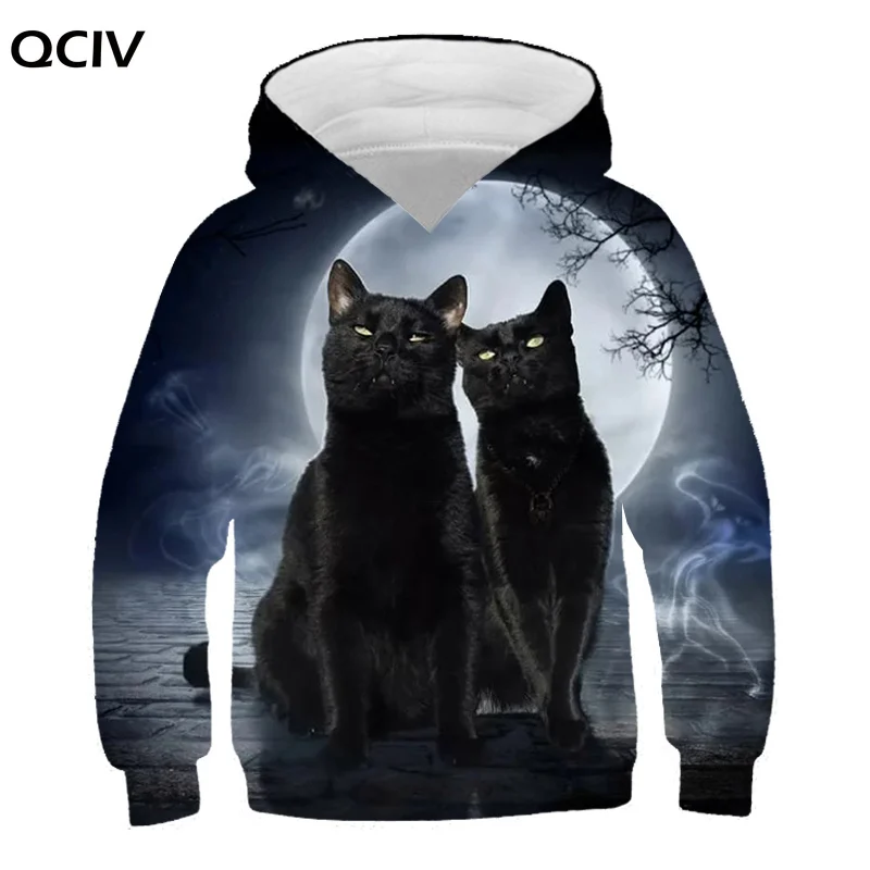 

Autumn Winter Boys Girls Cat Hoodies Kids 3D Sweatshirt Children Animal Pullover Tops Sweatshirts 4-14 Year Children Clothes