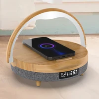 a6n 10w wireless fast chargers wood grain stand 5 in 1 bluetooth compatible5 0 speaker led lamp alarm clock for iphone 12 xiaomi