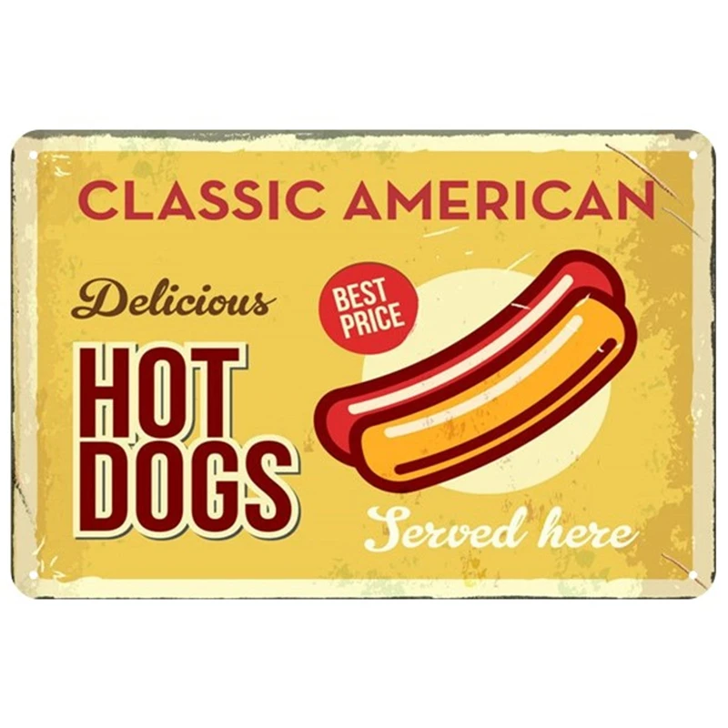 Металлическая доска для гамбургеров винтажная жестяная вывеска Шикарный декор