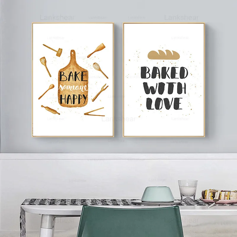 Мультяшная абстрактная кухонная посуда Художественная Картина на холсте принты