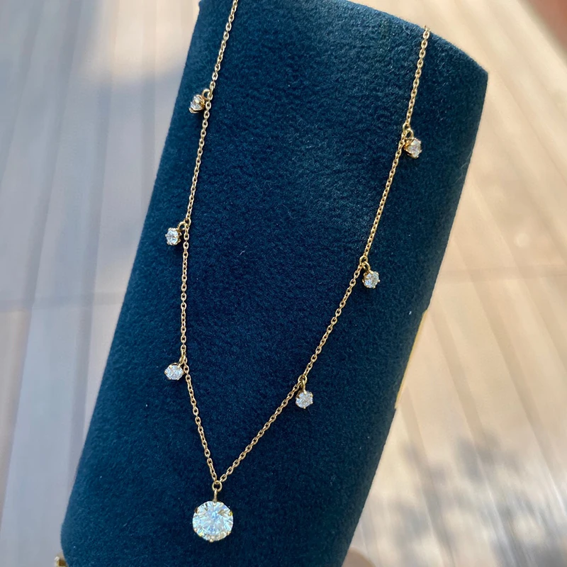 Offerte Aazuo 100% Collana Girocollo Fata Classica In Oro Bianco 18 Carati Con Diamante Reale 1.0ct Con Catena Dotata Per Donna Catena A Maglie 18 Pollici Au750