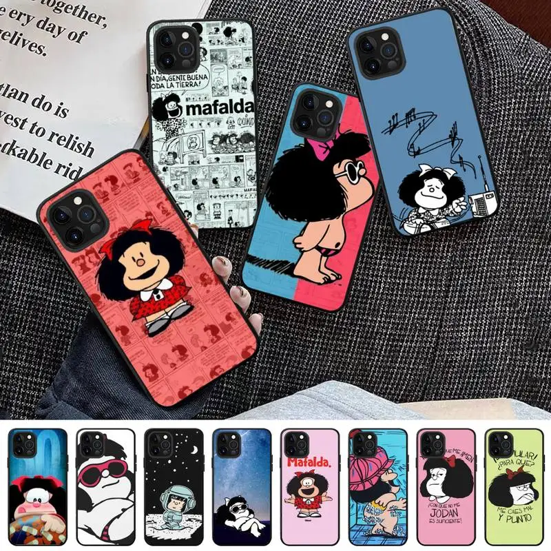 

Hot Mafalda Phone Case for iPhone 13 12 mini 11 pro Xs max Xr X 8 7 6 6s Plus 5s cover