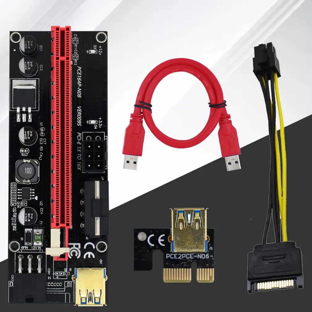 CHIPAL VER009S PCI-E Райзер-карта 009S PCI Express PCIE 1X до 16X расширитель 1 м 0 6 USB 3 кабель