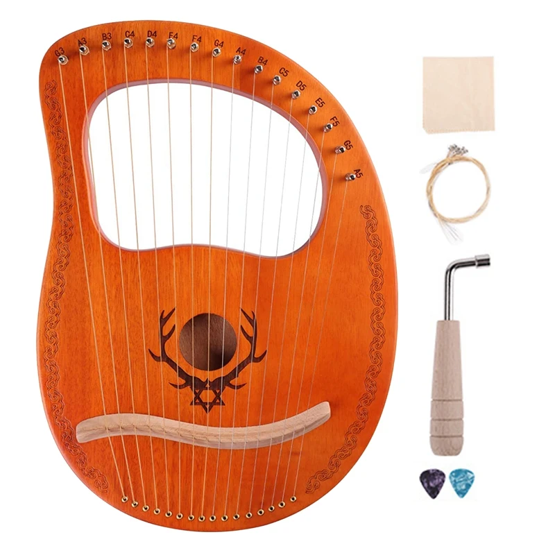 

Lyre Harp 16 Mental String Lyre красное дерево Lyre с ключом для настройки как для детей, так и для взрослых, для начинающих, любителей музыки