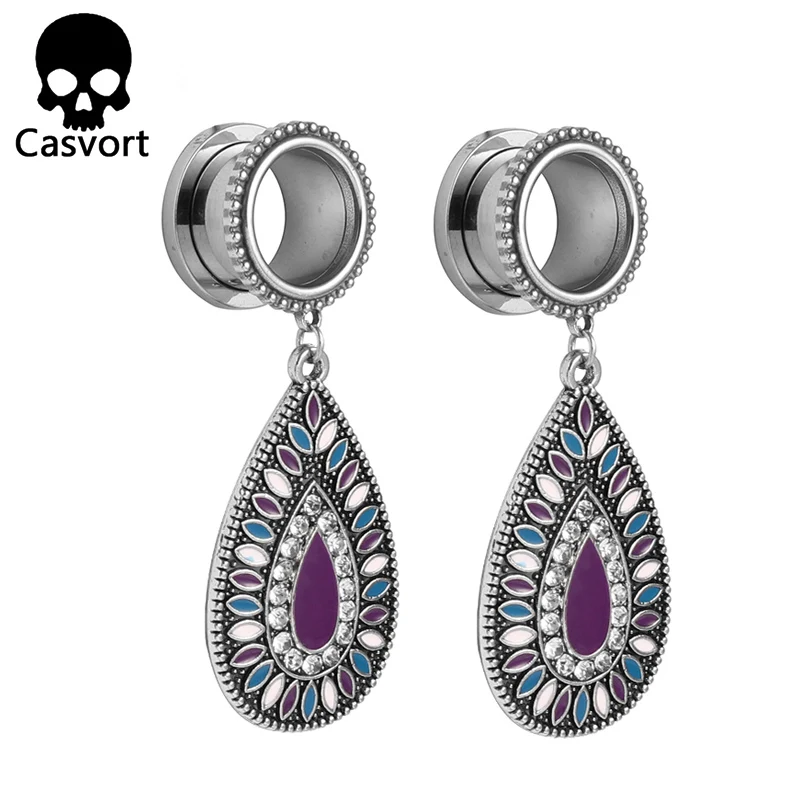 silver 2 Casvort новые спиральные длинные в форме слезы беруши пирсинг ювелирные изделия для тела из нержавеющей стали ушные Датчики Тоннели носилки - Окраска металла: silver 2
