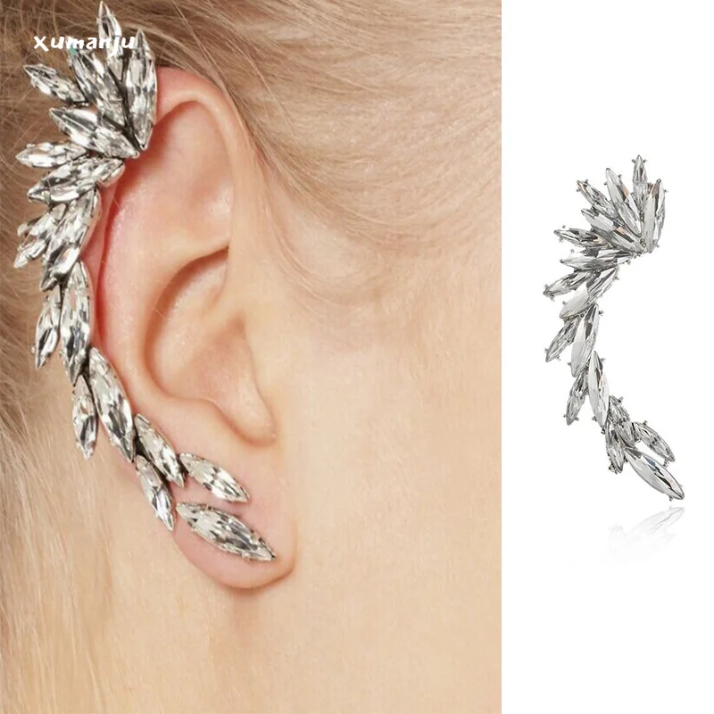 

Stud Earrings Fashionable and Beautiful Full of Diamond Earrings Studs Ear Clips Angel's Wings Earrings for Women Temperament