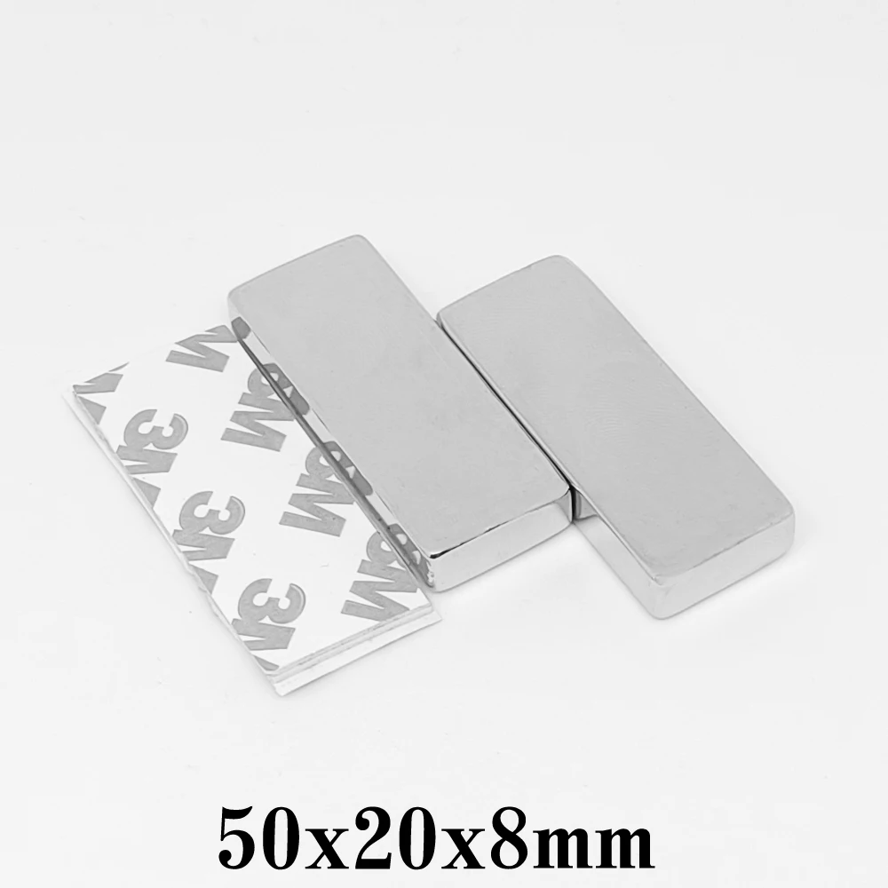 1/2/5 шт. 50x20x8 мм блок супер мощные сильные магнитные магниты с лентой 3 м 50*20*8