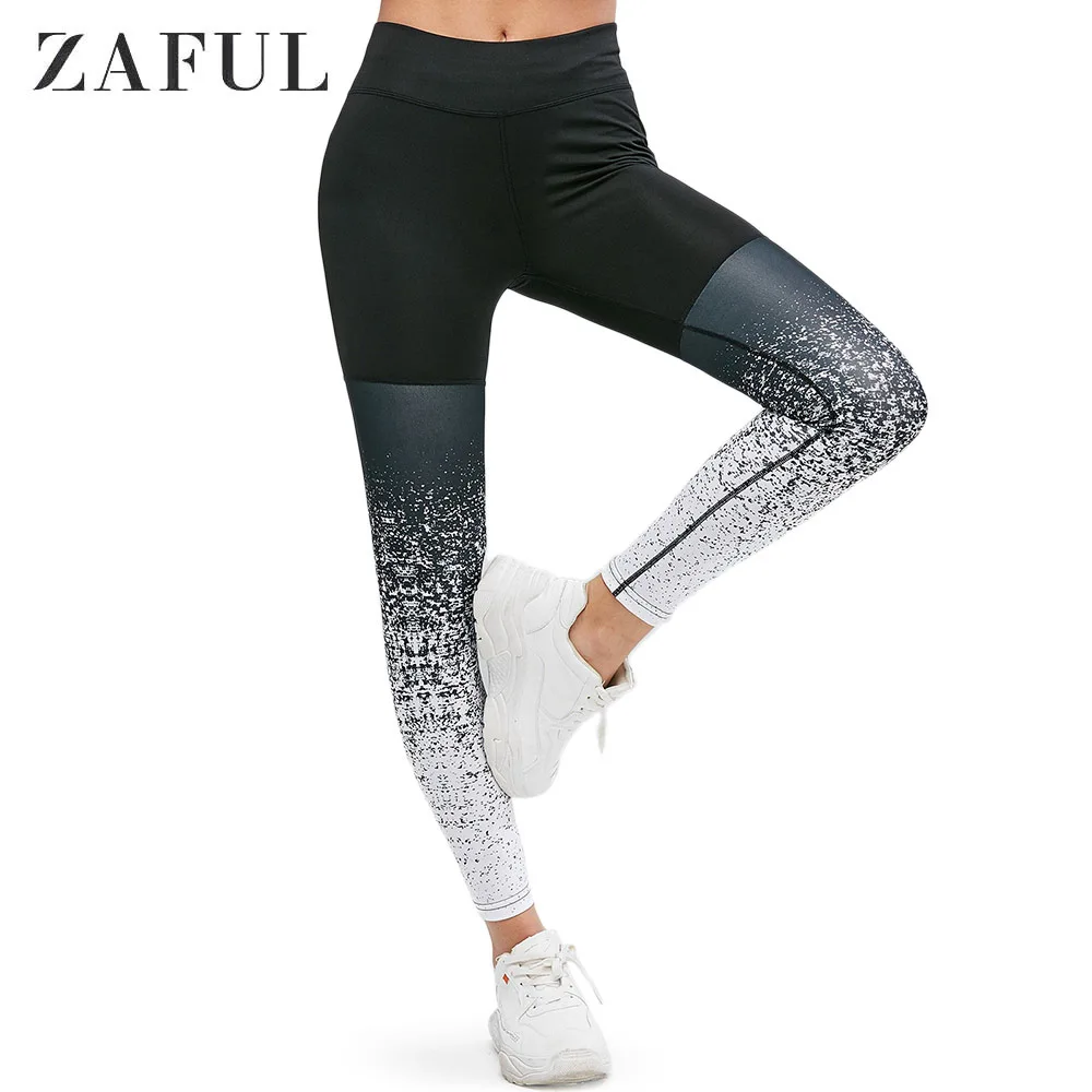 ZAFUL женские леггинсы с высокой талией крапинчатым принтом спортивные