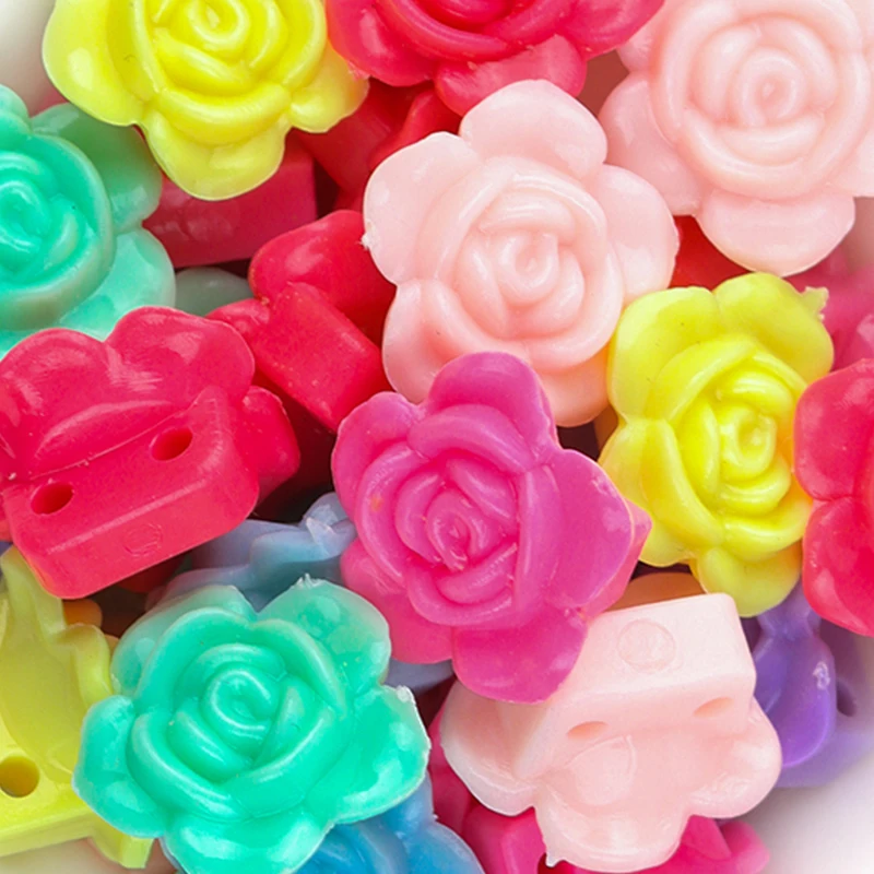 

50pcs/lot Acrylic Double Hole Flower Shape Beads Handmade Necklace Bracelet Beads For DIY Jewelry Making Supplies Findings