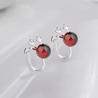 original design red garnet antler ear clip s925 silver without pierced ear bone clip 2021 fashion diy jewelry gift free shipping