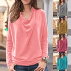 Блузки, рубашки для женщин размера плюс S-5xl, весенние, серые, зеленые, розовые, красные, желтые, базовый цвет, длинные рукава, Необычные Топы