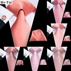 Привет-галстук персиковый розовый коралловый однотонный Шелковый Свадебный галстук для мужчин мужской галстук Hanky запонки модный дизайн бизнес вечерние Прямая поставка