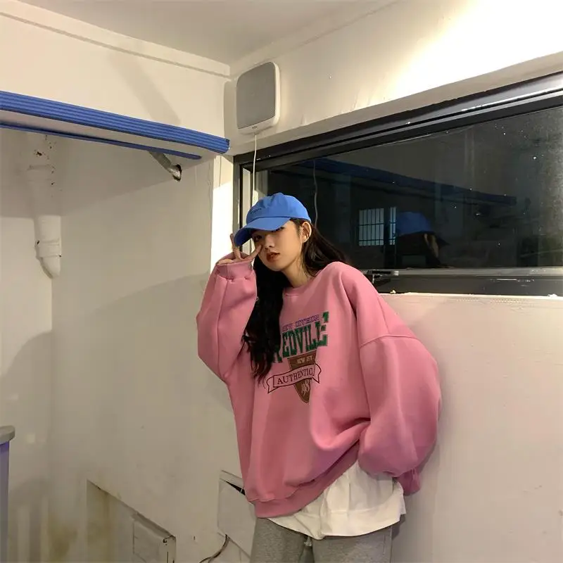 Женские толстовки в японском стиле Harajuku Ulzzang свободная толстовка с буквенным