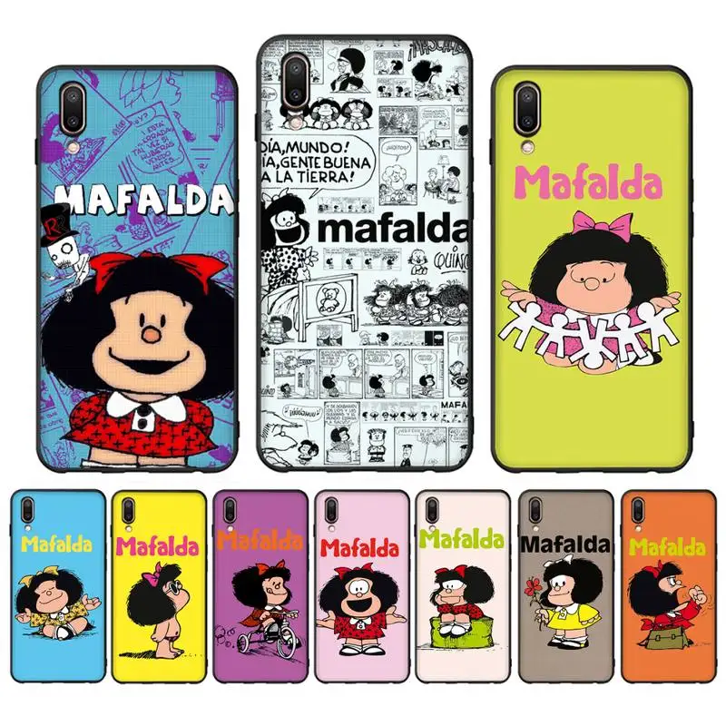 

Hot Mafalda cute girl Phone Case Case For Oppo Reno Realme C3 6Pro Cover For vivo Y91C Y17 Y19 Funda Capa