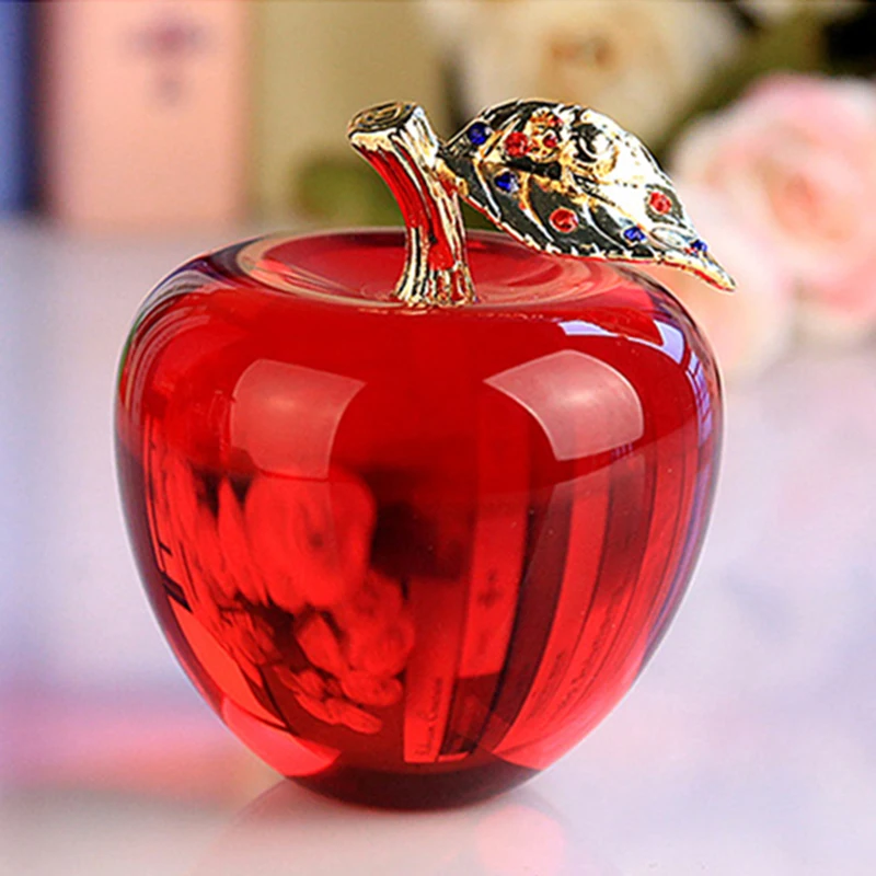 80 мм Хрустальное яблоко пресс папье свадебное украшение хрустальный шар Ремесло