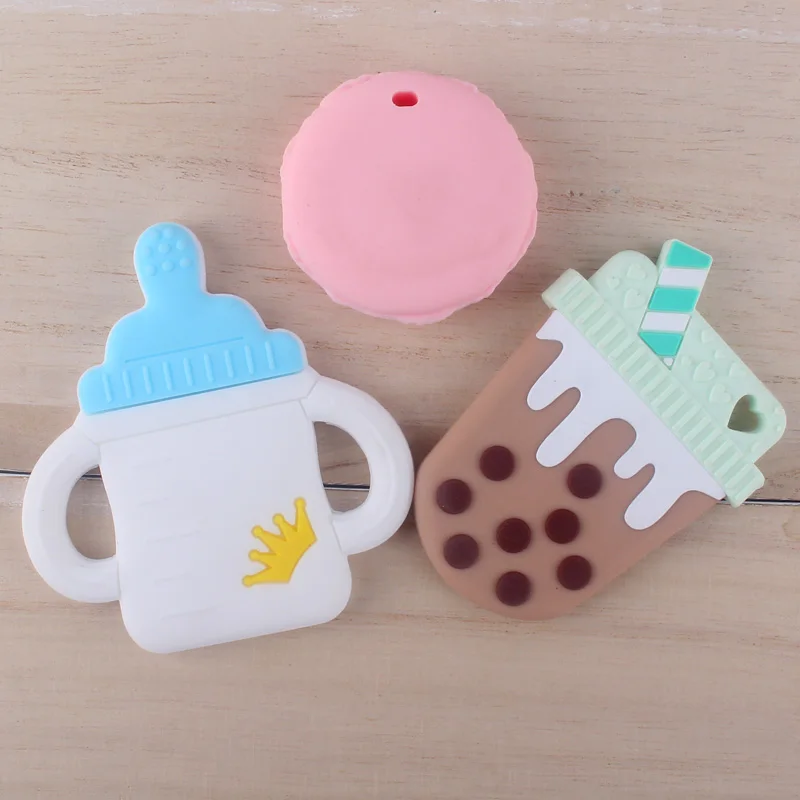 

XCQGH Silicone New Baby Milk Tea Cup Molar Teether Anti-lost Chain Baby Silicone Pacifier Clip Chain