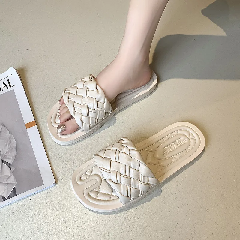 

Shoes Slippers Soft Luxury Slides Slipers Women Comfort Designer Summer Flat 2021 Fashion PU Rome Basic Shoes Woman's Slippers S