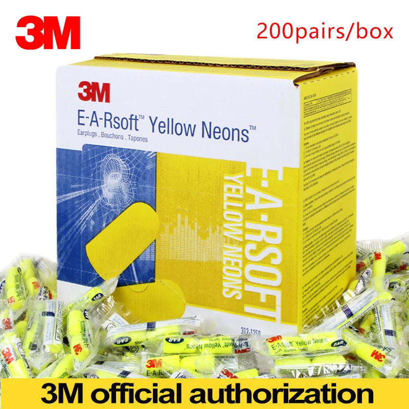 

3M Bullet Earplugs E-A-RSoft Yellow Neon 312-1250 Elastic Noise Reduction Wireless NRR:33dB/SNR:36dB LT086