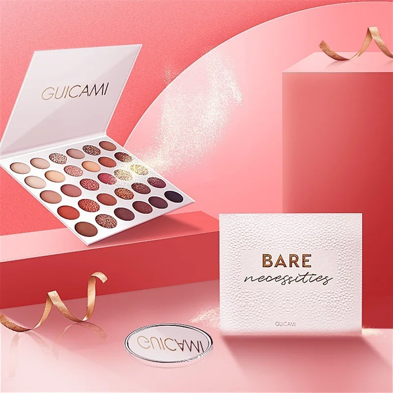 ГУИКАМИ Натуральная палетка теней для век Глиттер Перл, 30 цветов Легко наносится.