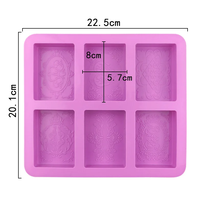 

6 Cavity European Shape Rectangle Silicone Cake Mold Handmade Soap Making Craft for Home Bathroom Soap Forms Resin Clay Moulds