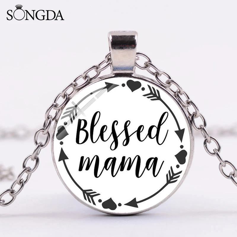 Простое модное ожерелье с надписью благородной мамы ручной работы из стекла