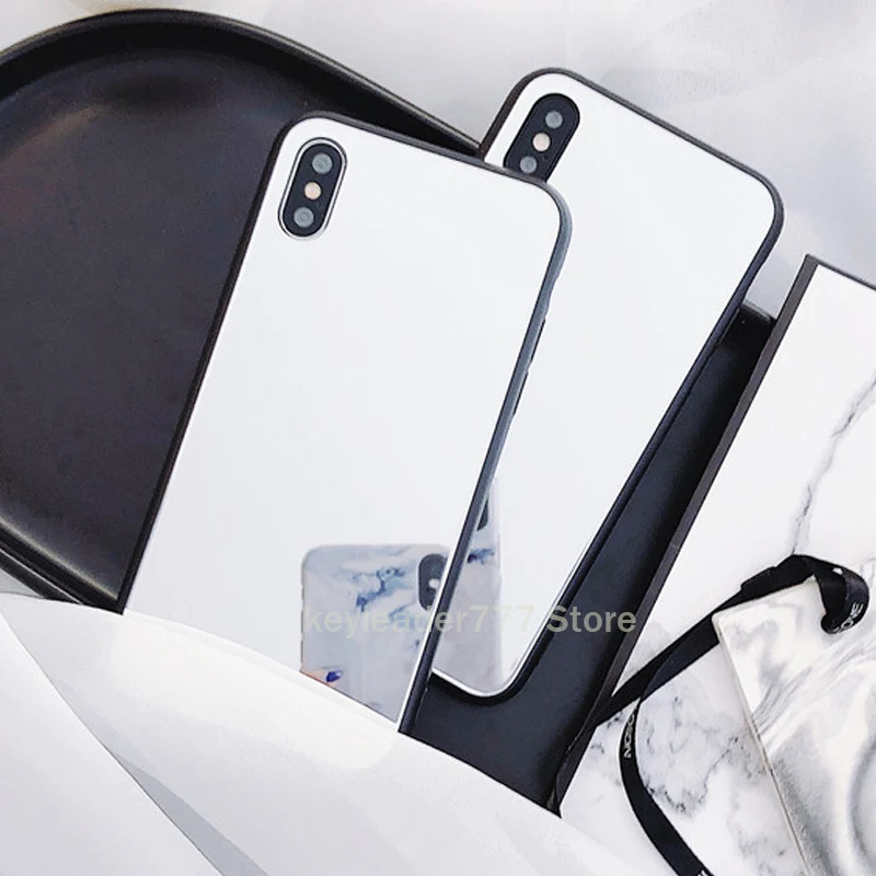 Ударопрочный чехол для телефона iPhone 11 Pro XS MAX XR 7 8 Plus X роскошный косметический зеркальный девчачий стеклянный ТПУ+ PC чехол для задней панели телефона