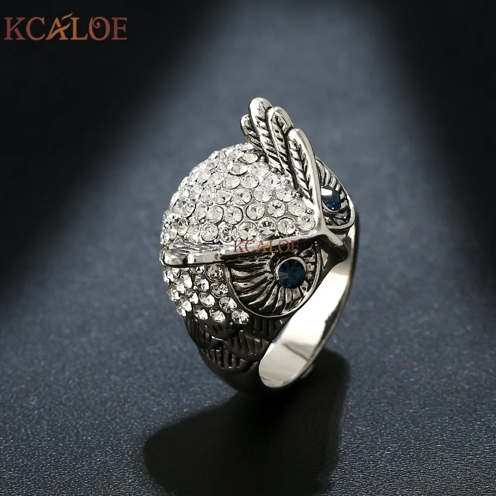 Кольцо с большой совой KCALOE кольцо из титана золотым и серебряным покрытием