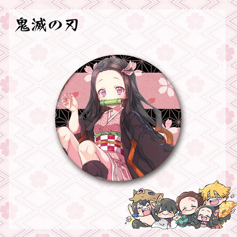 

Demon Slayer 58mm Tinplate Nezuko Tanjirou Kochou Shinobu Anime Badge Ornament Backpacks Bag Badges Button Brooch Pins