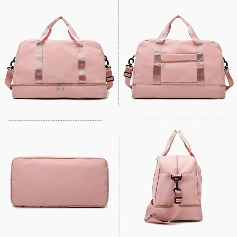 New Women's Fitness Bag Portable Travel Bag Large Capacity  Dry Wet Separation Waterproof Luggage Bag 2021