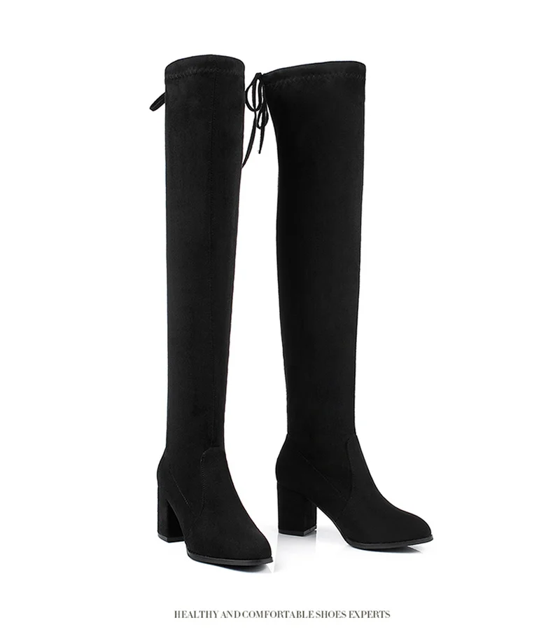 

Size 35-40 Winter Over The Knee Boots Women Stretch Fabric Thigh High Sexy Woman Shoes Long Bota Feminina Zapatos De Mujer
