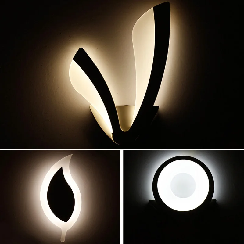 Современный акриловый настенный светильник в форме листа прикроватная тумбочка