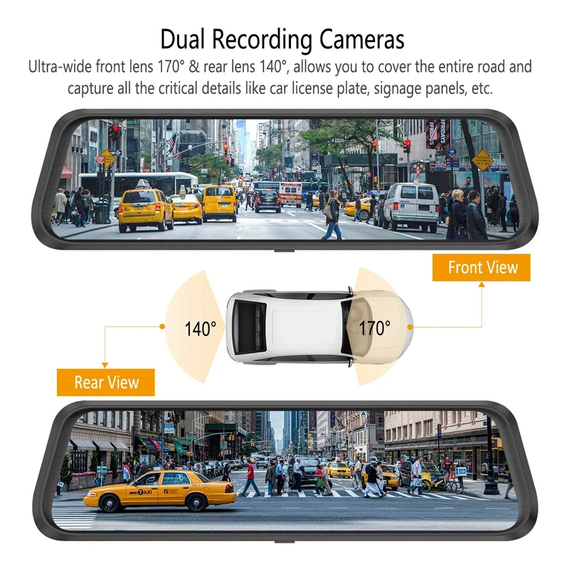 Автомобильный видеорегистратор ADDKEY 10 дюймов 1080P с сенсорным экраном