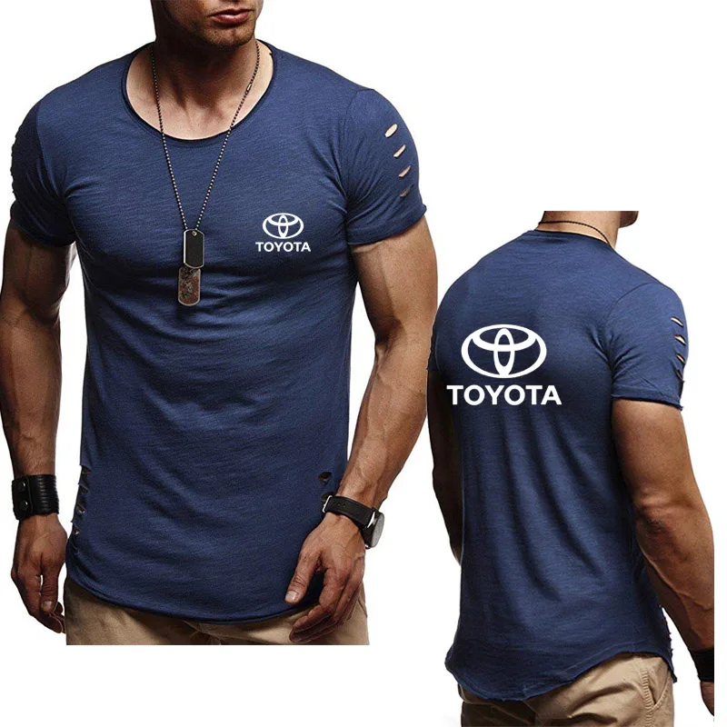 

Mens Short Sleeve Toyota Car Logo T-shirt Summer casual male solid colour Cotton T-shirts Fashion Hip Hop Harajuku Men's short