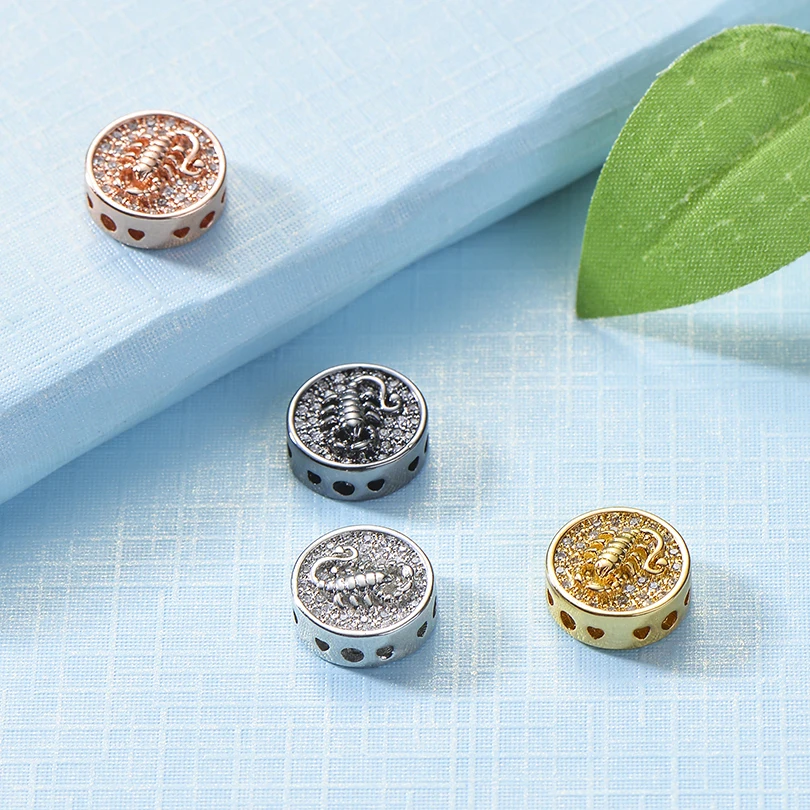 Neovivi кулон в виде скорпиона Круглый микро-белый цирконий латунь сделай сам