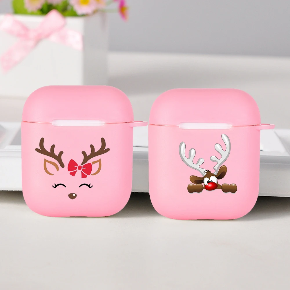 

Silicone cover for Airpods 1/2 Earphone Merry Christmas Santa Claus deer soft Fundas Airpods Case Air Pods Charging Box Bags