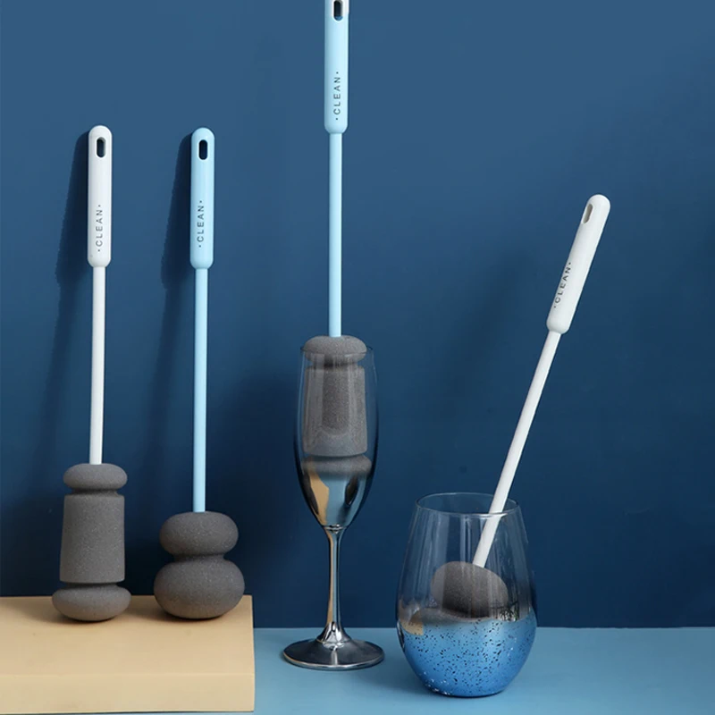 

1pc PP Sponge Long Handle Cleaning Brush Kitchen Bathroom Accessories For Washing Cleaning Glass Cups Feeding Bottle Mugs Vase