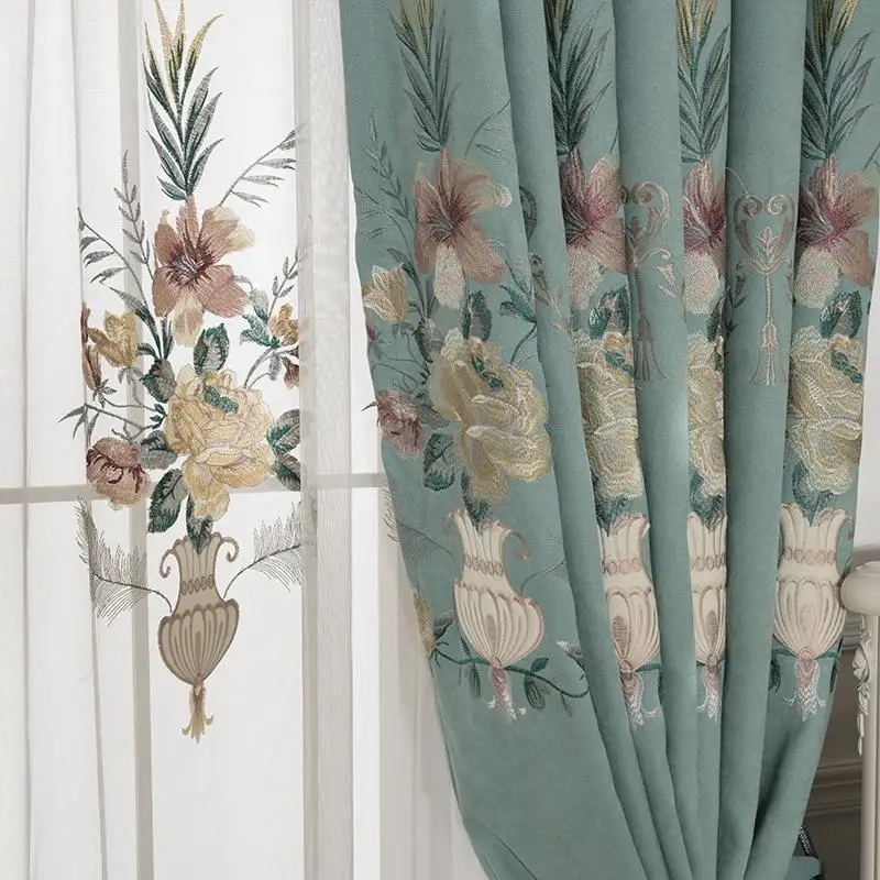 Новая китайская атмосфера шторы с вышивкой &quotснег Тиффани&quot для гостиной