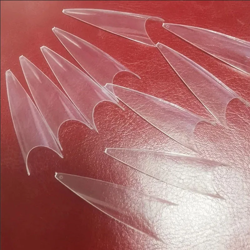 Удлиненные прозрачные накладные ногти на шпильках акриловый гель для салона