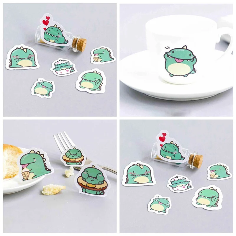 

Creative cartoon dragon green paper sticker decoration DIY photo album diary scrapbook label cute stationery
