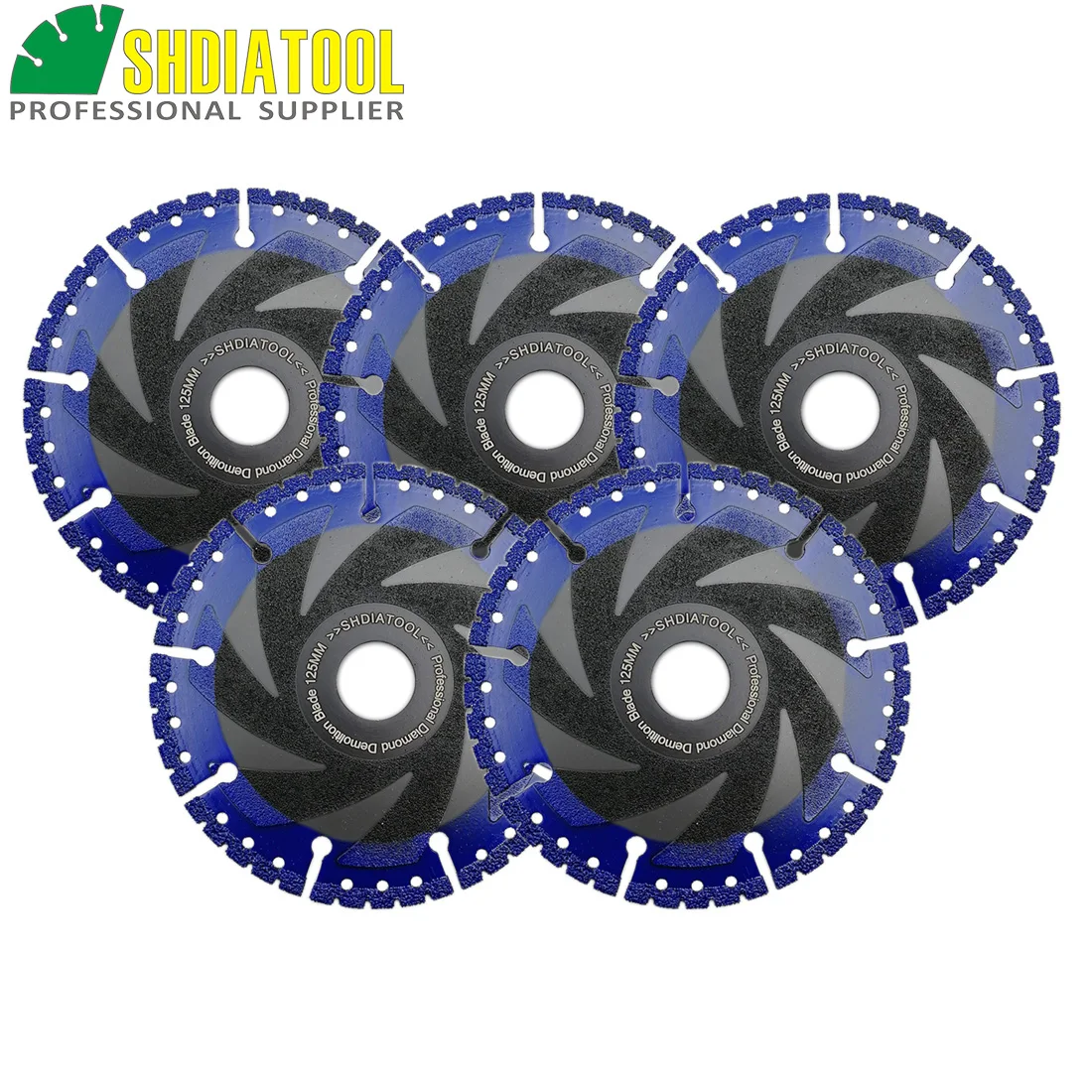 

SHDIATOOL 5pcs 5" Vacuum Brazed Diamond cutting disc for multi Purpose 125mm rescue Diamond saw blade Cast Iron Rebar Aluminum