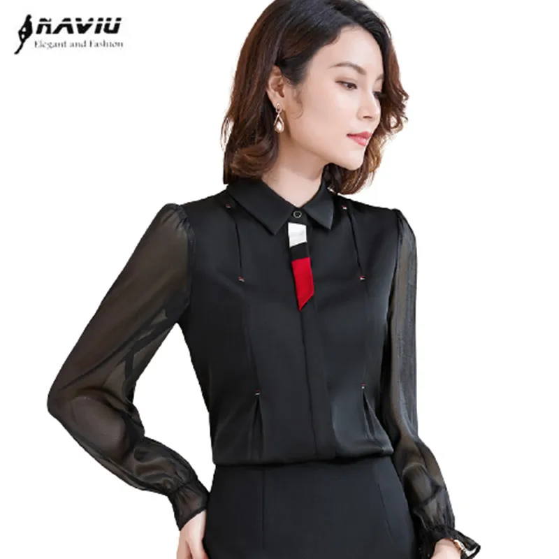 

Женская Деловая блузка, черная Деловая блузка для офиса, осень 2022