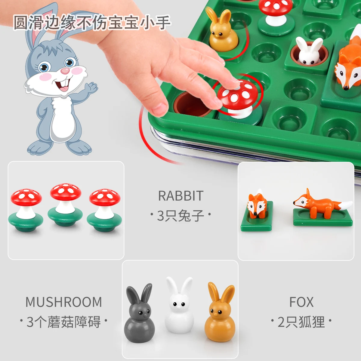 Jumpin rabbit-juego inteligente para ni&ntilde;os, juguete de rompecabezas de mesa port&aacute;til con apariencia visual, entrenamiento de memoria, coloca el nivel para mover el bloque a trav&eacute;s de t-5