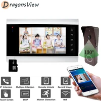dragonsview 960p wifi video intercom home door phone doorbell 7 inch monitor motion record wide angle 130%c2%b0 wireless unlock