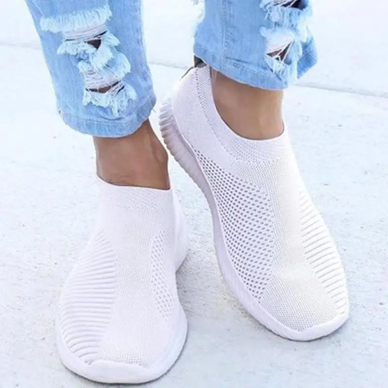

2020 New Design Fashion Breathable Mesh Platform Sneakers Women Slip On Casual Flats Ladies Woman Sport Shoes Plus Size 43