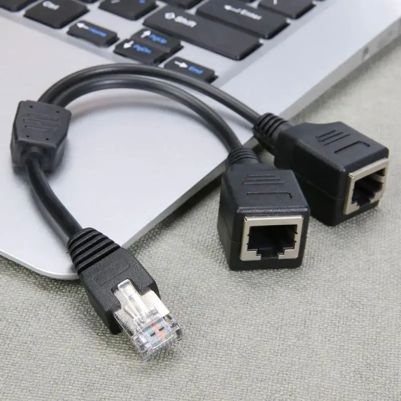 Сетевой сплиттер DSL RJ45 штекер 2 гнезда адаптер Соединительный кабель черный| |