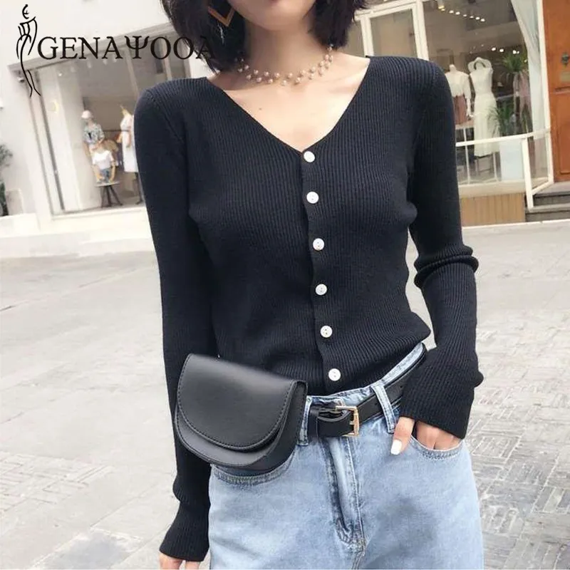 Женский кардиган с длинным рукавом genayoa шикарная на пуговицах Повседневная