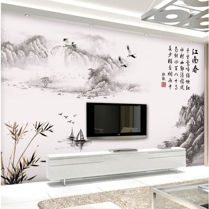 Чернильная живопись пейзаж настенные наклейки домашний декор в китайском стиле