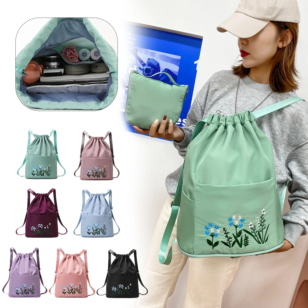Рюкзак для фитнеса из ткани Оксфорд дорожная сумка с цветочной вышивкой складной