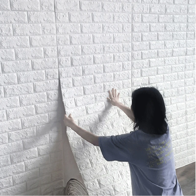 

3D Self-Adhesive Wallpaper Continuous Waterproof Brick Solid Wall Stickers Living Room Bedroom Children's Room Home Decoration